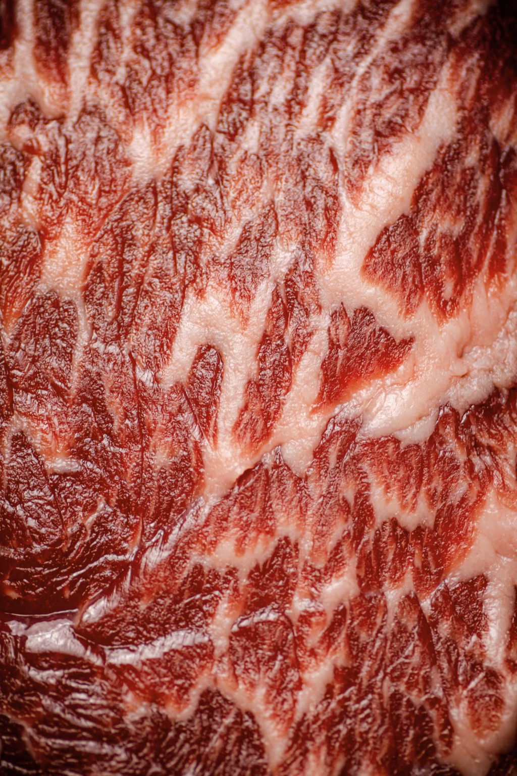 Marmoriertes rotes Fleisch, detailreich.